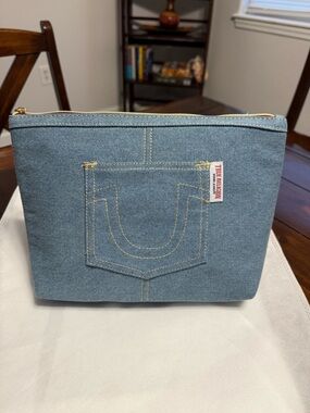 True Religion Brand Jeans Denim Pouch | Large Zip Clutch | NWT |